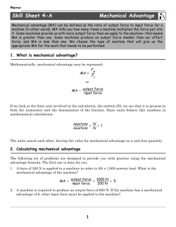 Skill Sheet 4-A Mechanical Advantage