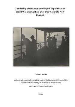 The Reality of Return: Exploring the Experiences of World War One