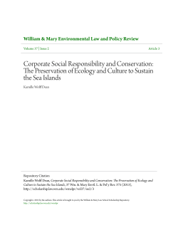 The Preservation of Ecology and Culture to Sustain the Sea Islands