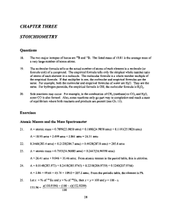CHAPTER THREE STOICHIOMETRY