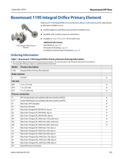 Rosemount 1195 Integral Orifice Primary Element