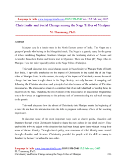 Christianity and Social Change among the Naga Tribes of Manipur