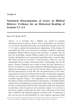 Statistical Determination of Genre in Biblical Hebrew: Evidence for