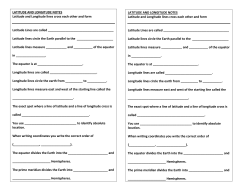 LATITUDE AND LONGITUDE NOTES Latitude and Longitude lines