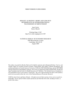 NBER WORKING PAPER SERIES BIOLOGY AS DESTINY? SHORT