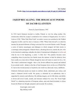 i keep recalling: the holocaust poems of jacob glatstein