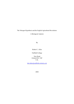 The Nitrogen Hypothesis and the English Agricultural Revolution: A