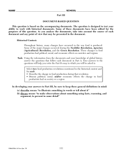 DBQ Food Production Revolutions