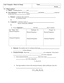 Unit 2 Notepack: Matter