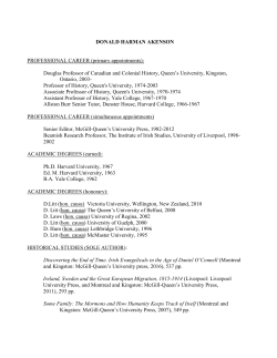 DONALD HARMAN AKENSON PROFESSIONAL CAREER (primary