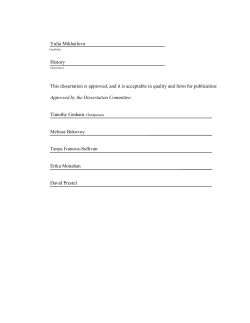 Yulia Mikhailova History This dissertation is approved, and it is