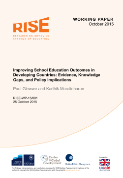 Improving School Education Outcomes in Developing Countries