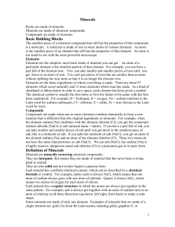 Minerals Basic Building Blocks Definition of Minerals