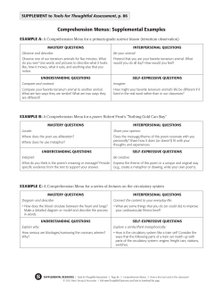 Comprehension Menus: Supplemental Examples