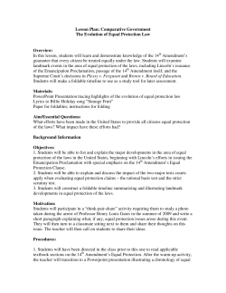 The Evolution of Equal Protection Law