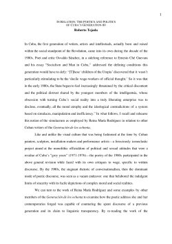 1 Roberto Tejada In Cuba, the first generation of writers, artists and