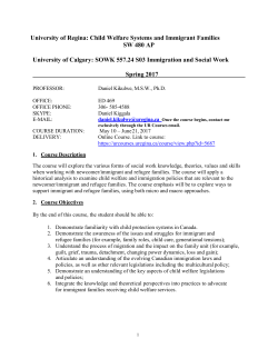 University of Regina: Child Welfare Systems and Immigrant Families
