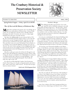 April 2014 Issue - Cranbury Historical and Preservation Society
