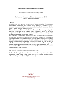 Justice for Psychopaths: Punishment or Therapy Priya Sepaha