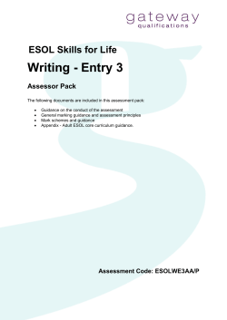 Assessor Pack ESOL Writing E3 Sample 2