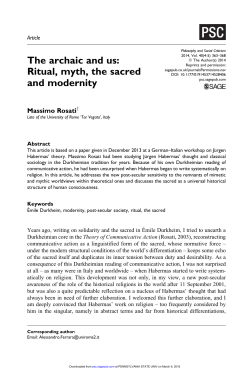The archaic and us: Ritual, myth, the sacred and