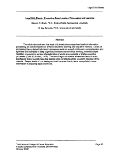 Legal Crib Sheets: Promoting Deep Levels of Processing and