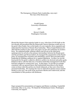 The Emergence of Senate Party Leadership, 1913-1937