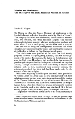 Mission and Motivation: The Theology of the Early American