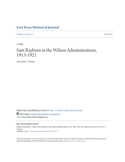 Sam Rayburn in the Wilson Administrations, 1913-1921