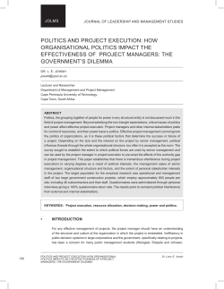 POLiTiCS AND PROJECT EXECUTiON - Digital Knowledge