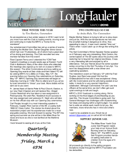 Quarterly Membership Meeting Friday, March 4 6PM