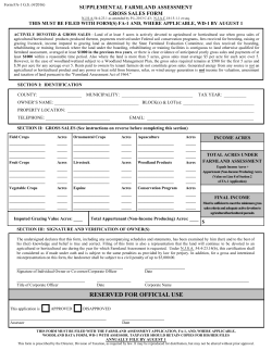 FA-1G.S. - Supplemental Farmland Assessment Gross Sales (For
