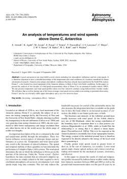 An analysis of temperatures and wind speeds above Dome C
