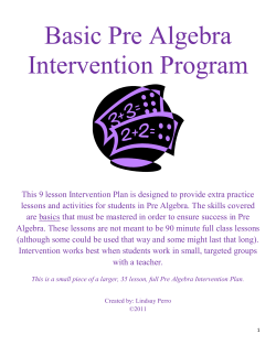 Basic Pre Algebra Intervention Program