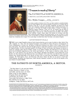 Rev. Myles Cooper, "The Patriots of North
