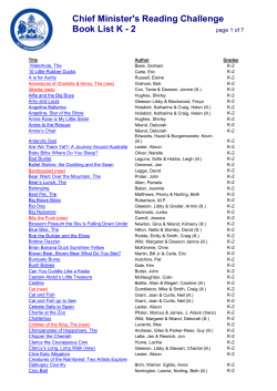 Chief Minister`s Reading Challenge Book List K