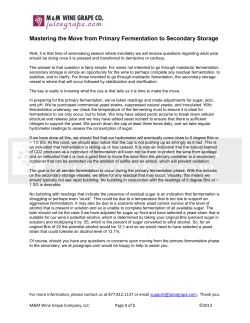 Mastering the Move from Primary Fermentation to Secondary Storage