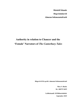 Authority in relation to Chaucer and the `Female