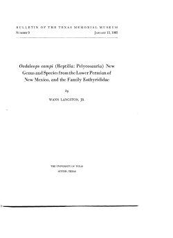 Oedaleops campi (Reptilia: Pelycosauria) New Genus and Species
