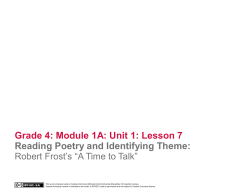 Grade 4: Module 1A: Unit 1: Lesson 7 Reading Poetry