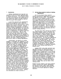 THE MEASUREMENT OF FACTORS OF COMPREHENSION IN