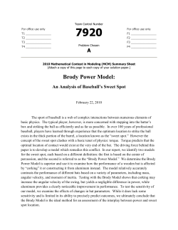 Brody Power Model: An Analysis of Baseball`s Sweet Spot.