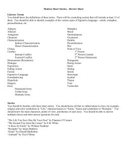 Modern Short Stories&mdash;Review Sheet Literary Terms You should