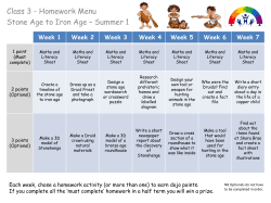 Class 3 - Homework Menu Stone Age to Iron Age