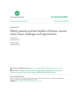 Elderly patients and their health in Pakistan: current status, issues