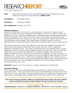 Title: Swine Manure Nutrient Fate and Pathogen Reduction for