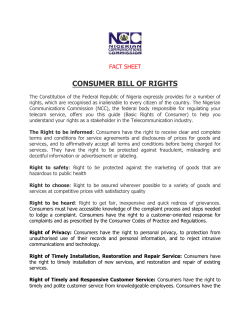 Consumer Bill of Rights - NCC Consumer Affairs Bureau