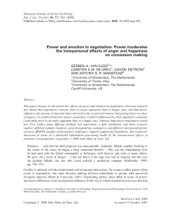 Power and emotion in negotiation: Power moderates