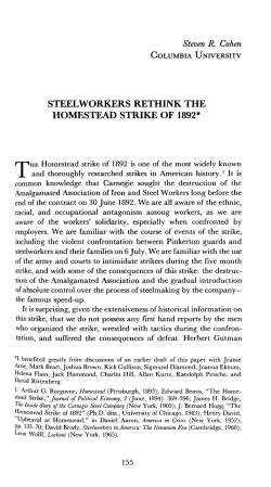 Steven R. Cohen STEELWORKERS RETHINK THE HOMESTEAD
