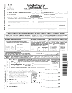 Individual Income Tax Return 2010 - North Carolina Department of